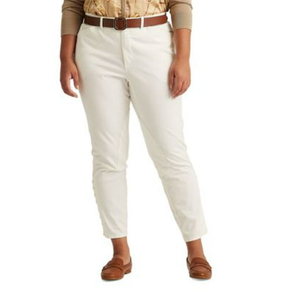 Lauren Ralph Lauren Women's Plus Stretch Chino Ankle Pants (22W, White)