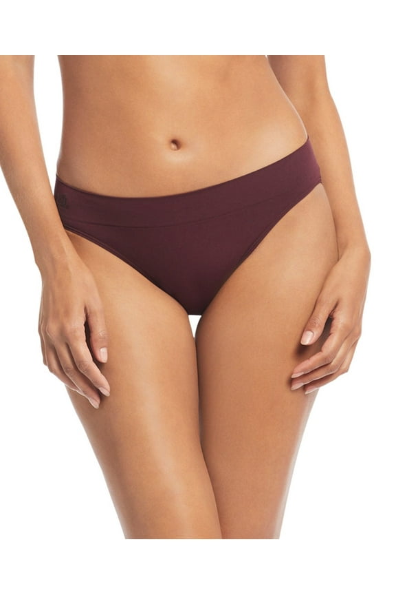 Women's Seamless Stretch Jersey Bikini Brief Underwear 4L0011 - Pinot Noir, Size  Medium