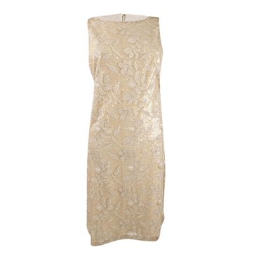 Lauren Ralph Lauren Women's Sequined Embroidered Floral Dress (18, Pearlescent)