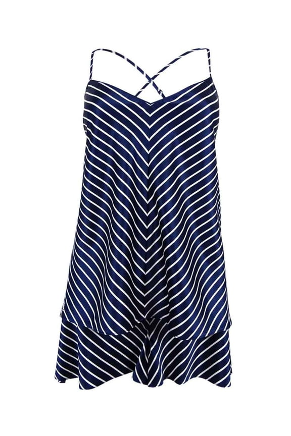 Women's Stripe Satin Camisole Sleepwear (XL, Navy/White)