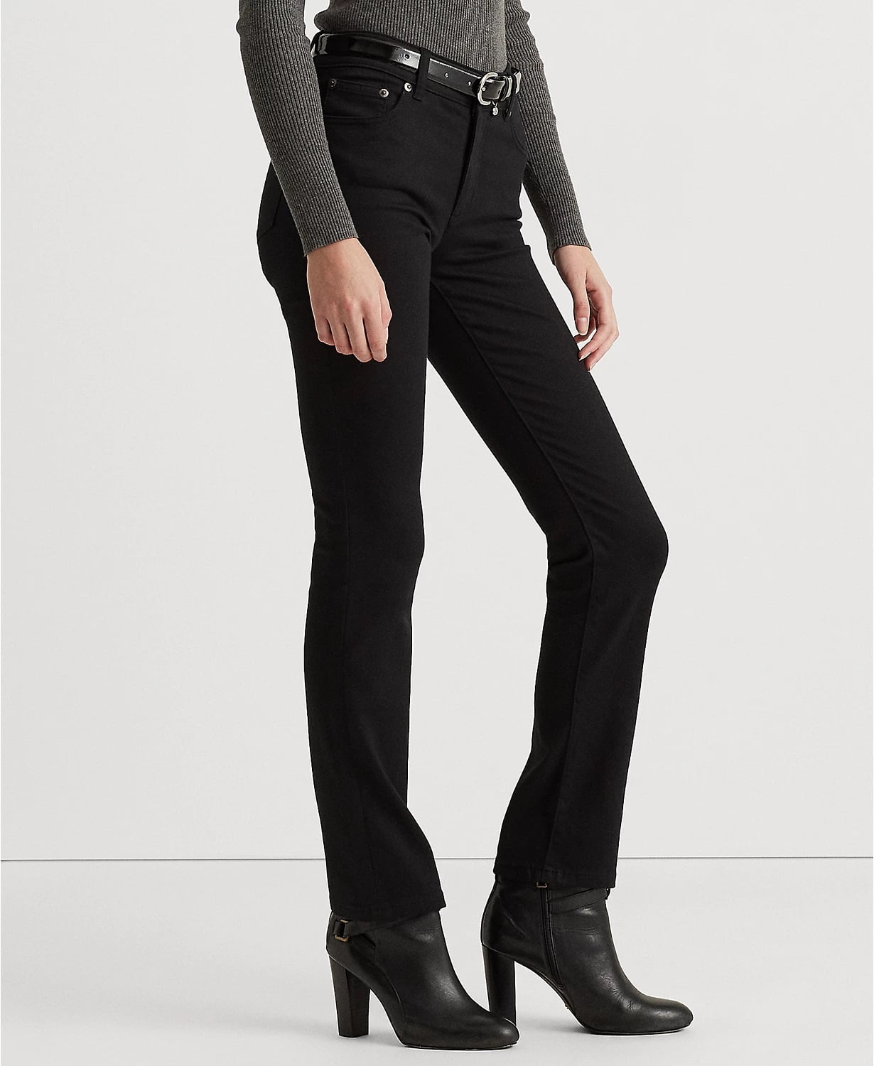 Lauren Ralph Lauren Women s Super Stretch Curvy Fit Straight Leg Jeans Black 16W x30L Walmart