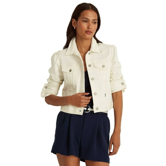 Lauren Ralph Lauren Women's White Patchwork Denim Trucker Jacket