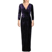Lauren Ralph Lauren Womens Annaliah Velvet Faux Wrap Evening Dress