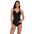 thumbnail image 1 of Lauren Ralph Lauren Womens Beach Club Solids Double Strap Twist Underwire Camikini Black 8, 1 of 3