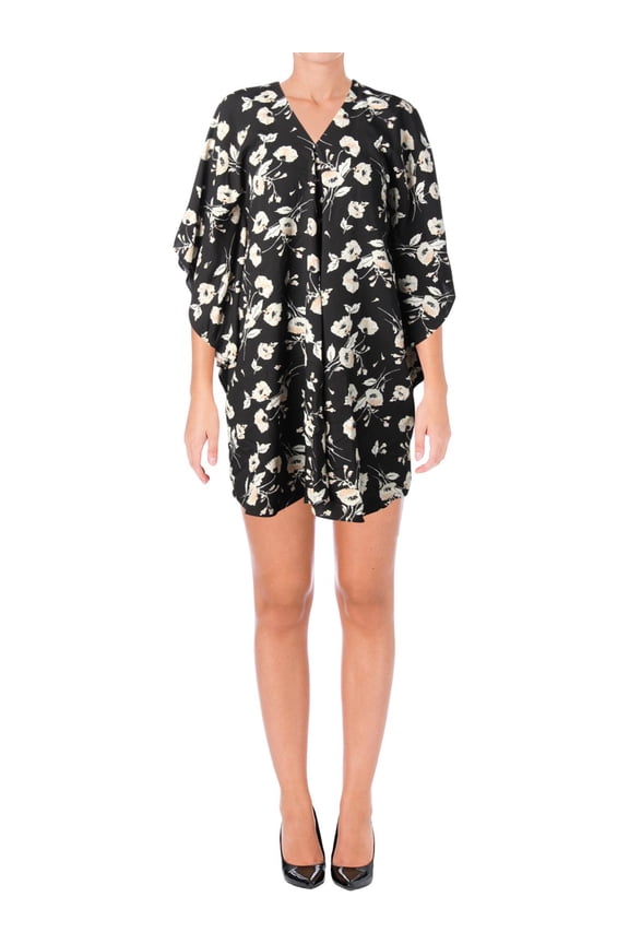 Womens Braedyn Floral Daytime Party Dress Black XL