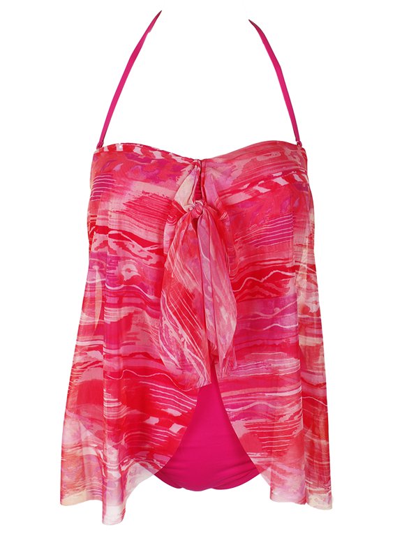 Lauren Ralph Lauren Womens Calypso Ikat Flyaway One Piece Swimsuit 4 Coral