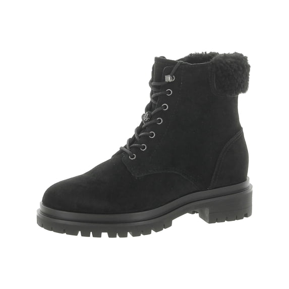 Lauren Ralph Lauren Womens Carlee Leather Pull On Combat & Lace-up Boots