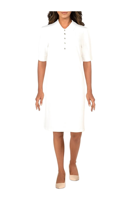 Womens Chase Collared Short Sleeves Shirtdress White L