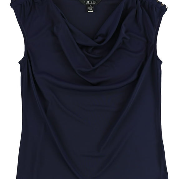 Ralph Lauren Womens Solid Sleeveless Blouse Top, Blue, Medium