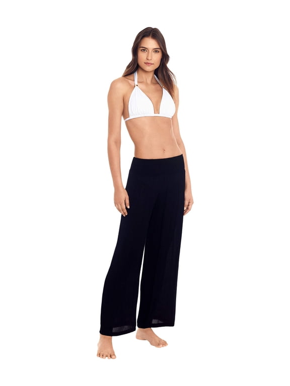 Womens Crinkle Pants Cover Up Swimwear Black Size XS (US 4)