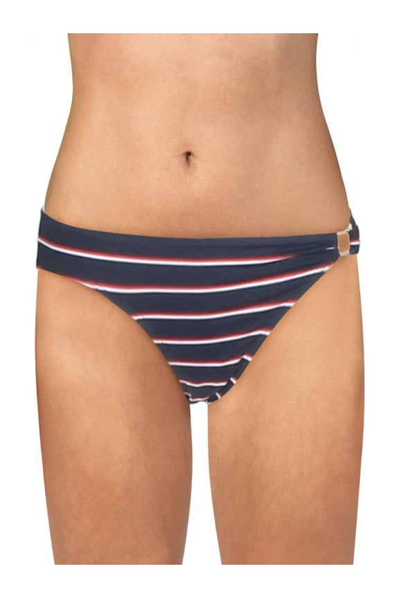 Womens Dylan Striped Hipster Swim Bottom Separates Navy 4