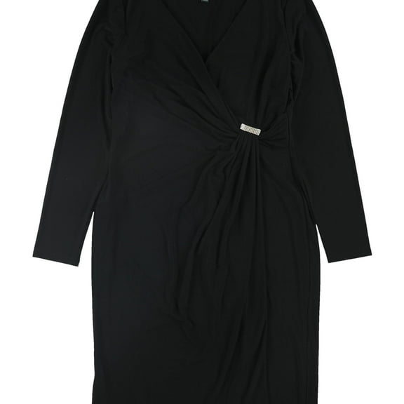 Ralph Lauren Womens Tranesha Midi Dress, Black, 4