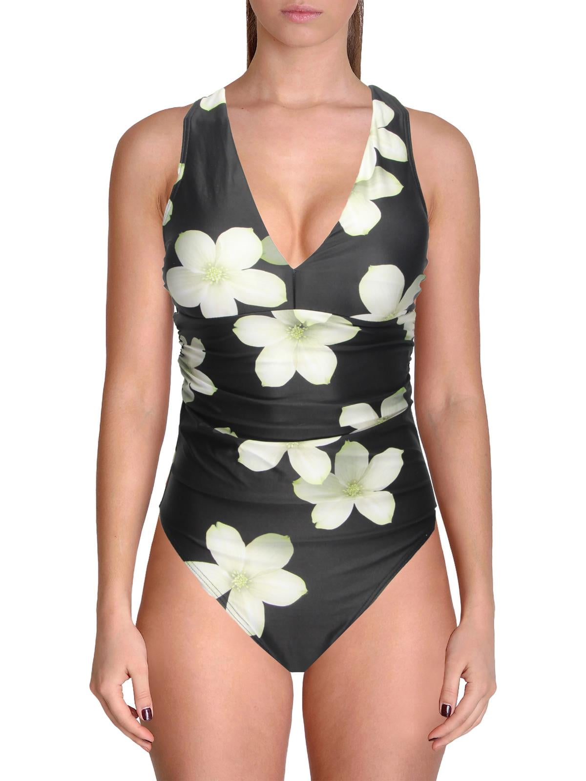 Lauren Ralph Lauren Womens Floral Cross Back One-Piece