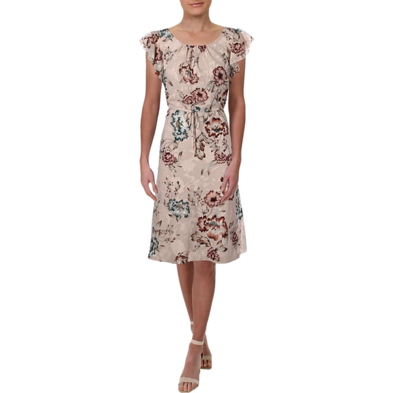 Lauren Ralph Lauren Womens Flutter Sleeve Knee-Length Party Dress Pink 4