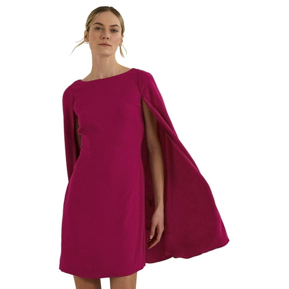 Lauren Ralph Lauren Womens Georgette Cape Dress Fuchsia Berry Size 4 NWT