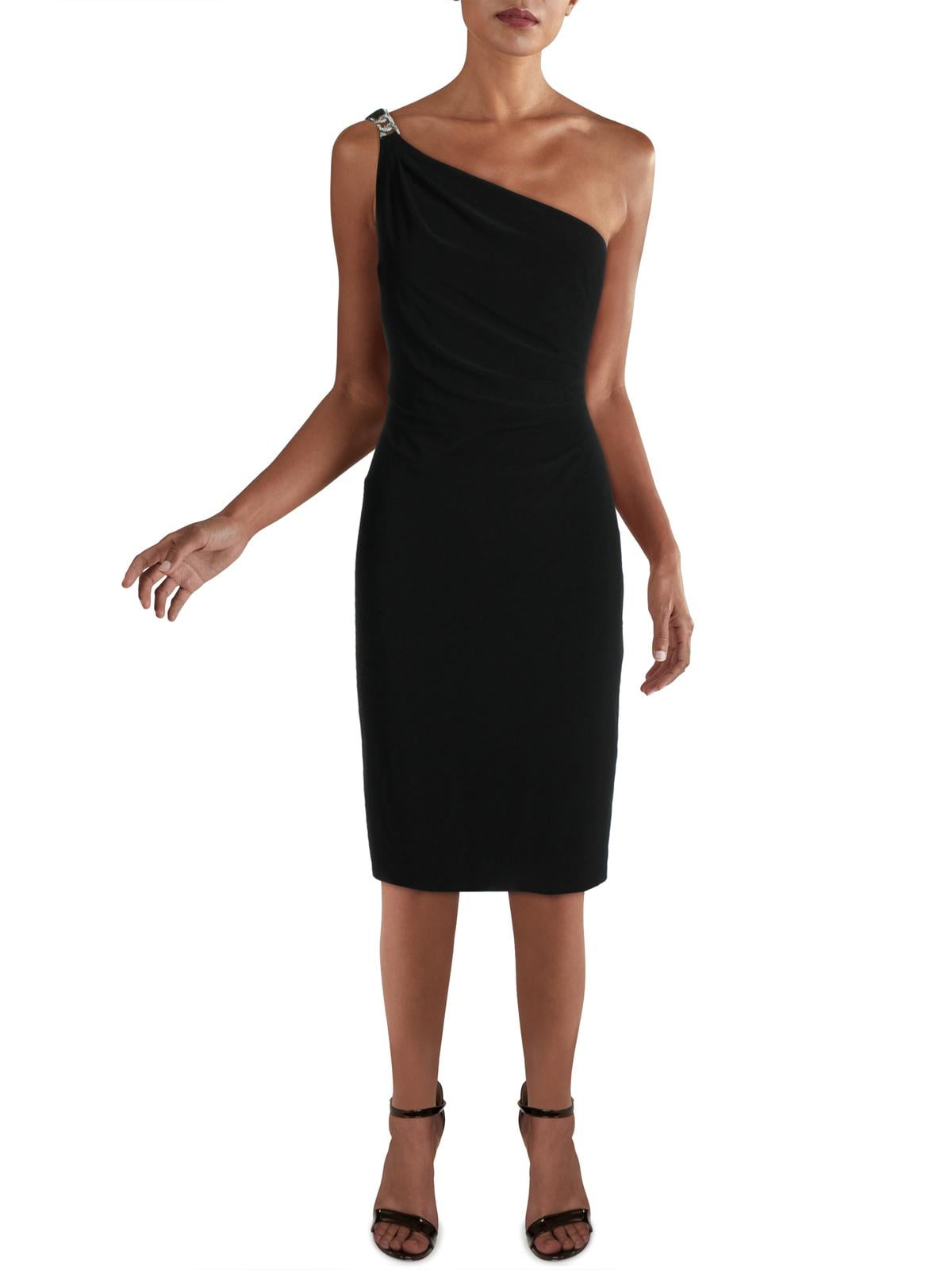 Lauren Ralph Lauren Women's One-Shoulder Cocktail Dress (12, Black) -  Walmart Business Supplies