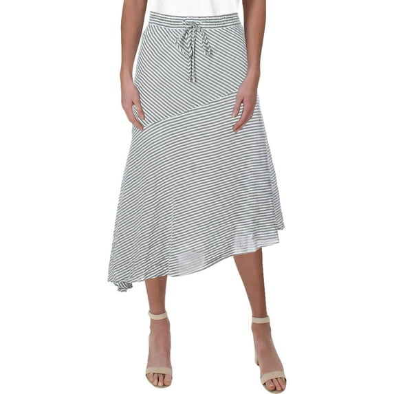 Lauren Ralph Lauren Womens Karundia Asymmetric Peasant, Boho Skirt Gray 18