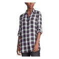 thumbnail image 1 of Lauren Ralph Lauren Womens Kawena Glen Plaid Collared Button-Down Top Black L, 1 of 2
