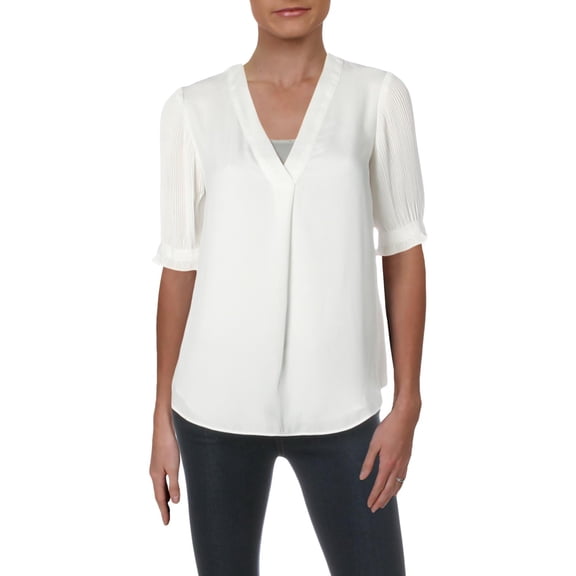 Lauren Ralph Lauren Womens Kierma Pleated Lightweight Blouse White S