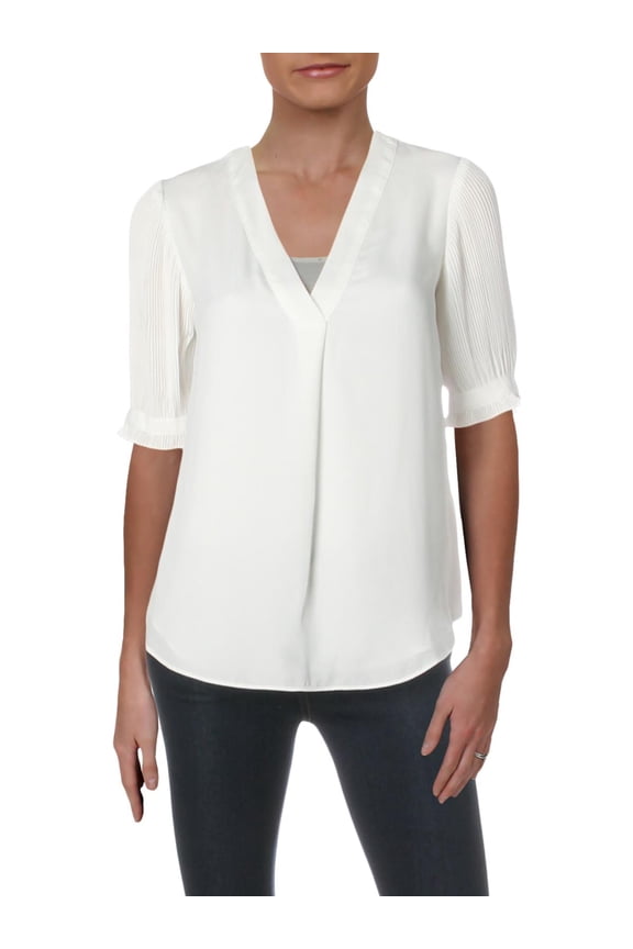 Lauren Ralph Lauren Womens Kierma Pleated Lightweight Blouse White S