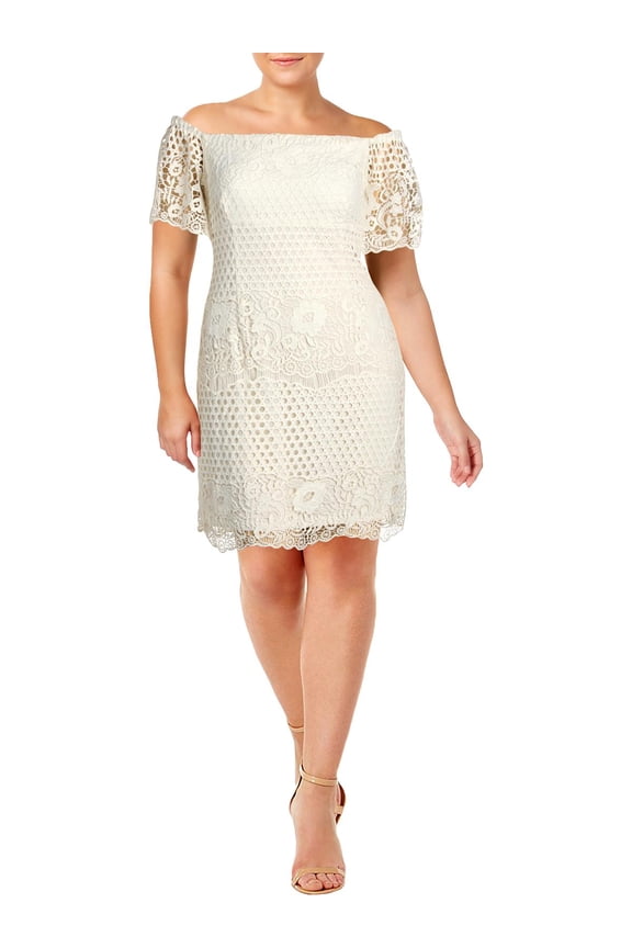 Womens Lace Off-The-Shoulder Cocktail Dress