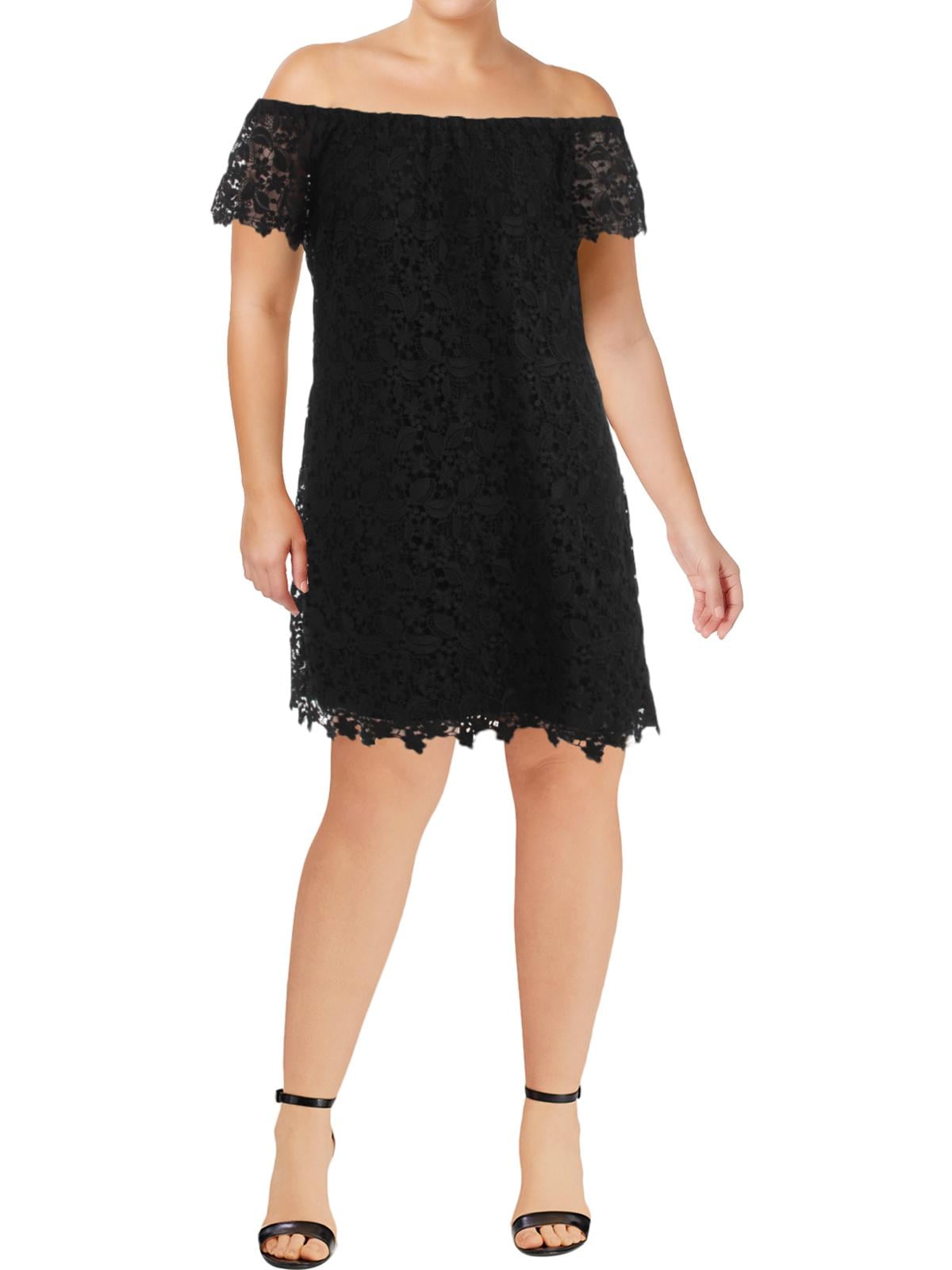 Lauren Ralph Lauren Womens Lace Overlay Off-The-Shoulder Cocktail Dress  Black 0 - Walmart.com