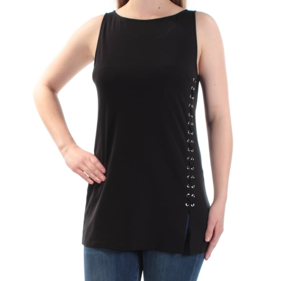 Lauren Ralph Lauren Womens Lace-Up Side Jewel Neck Tank Top