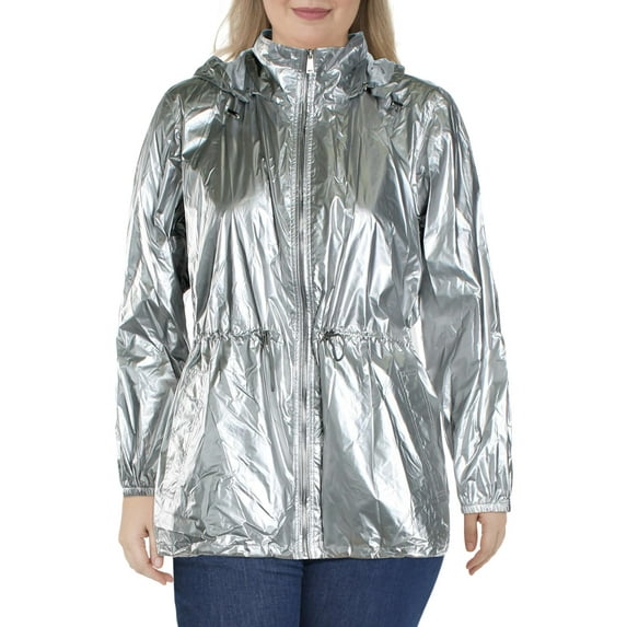 Ralph Lauren Women's Laneisha Metallic Drawstring Jacket Silver Size Small
