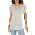 thumbnail image 1 of Lauren Ralph Lauren Womens Linen Crochet Trim Blouse, 1 of 4