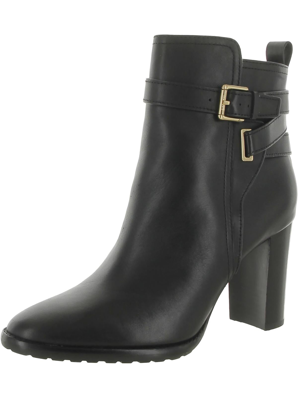 Lauren Ralph Lauren Womens Madisyn Leather Stacked Heel Ankle