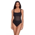 thumbnail image 1 of Lauren Ralph Lauren Womens Ottoman Mesh Square Neck Over-The-Shoulder One-Piece Black 6, 1 of 4