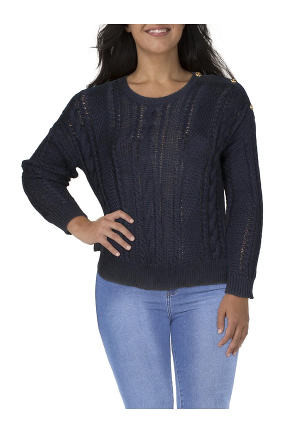 Women's Plus Size Combed Cotton Sweater French Navy B4HP (Blue,202888727003,Plus,2X)
