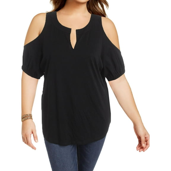 Lauren Ralph Lauren Womens Plus Keyhole Front Cold Shoulder Casual Top