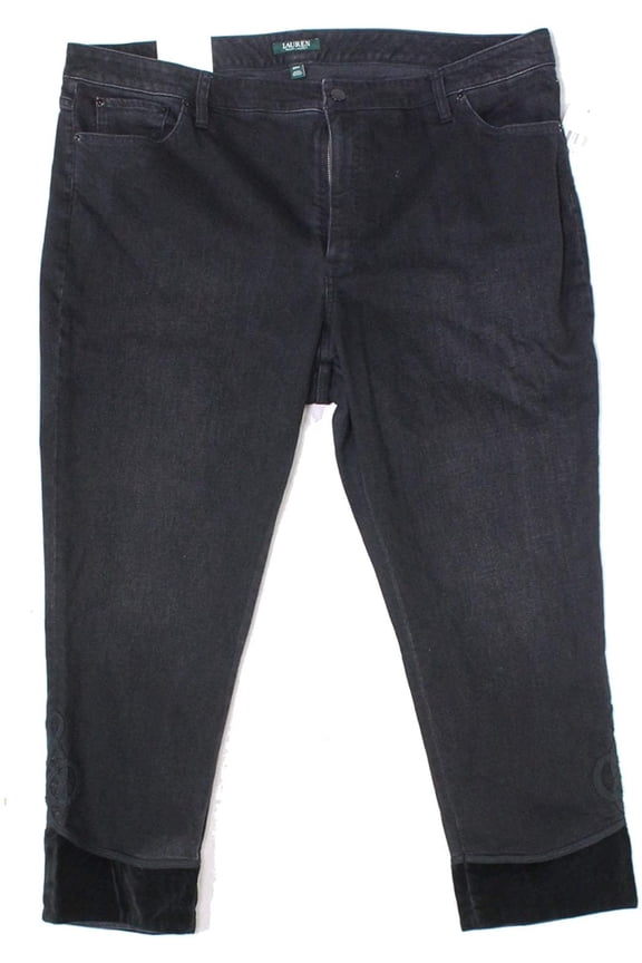 Lauren Ralph Lauren Womens Plus Regal Denim Straight Leg Jeans Black 18W