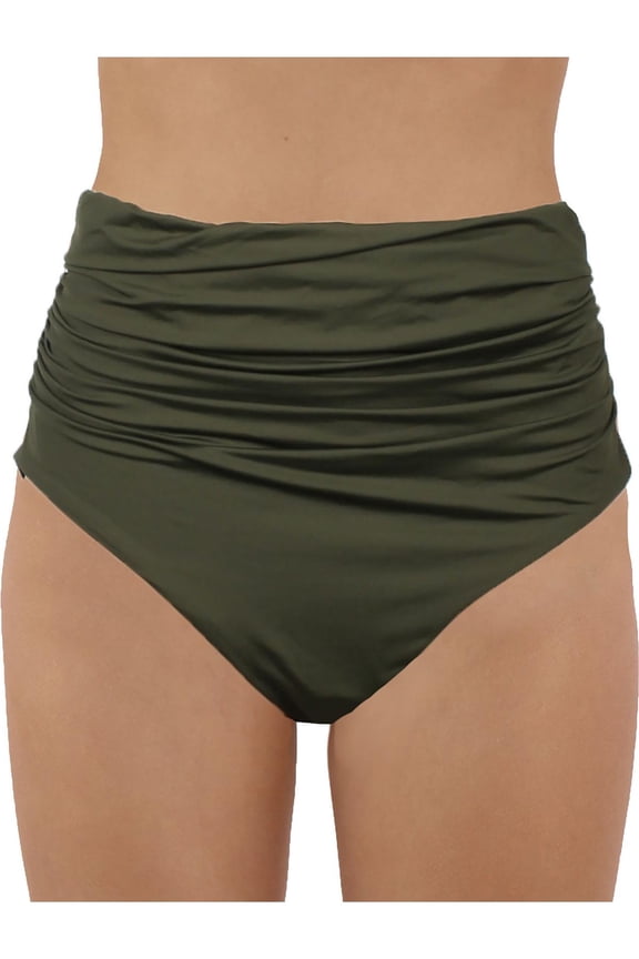 Womens Plus Ruffled Solid Swim Bottom Separates