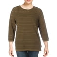thumbnail image 1 of Lauren Ralph Lauren Womens Plus Ruthie  Eyelet 3/4 Sleeve Sweater, 1 of 2