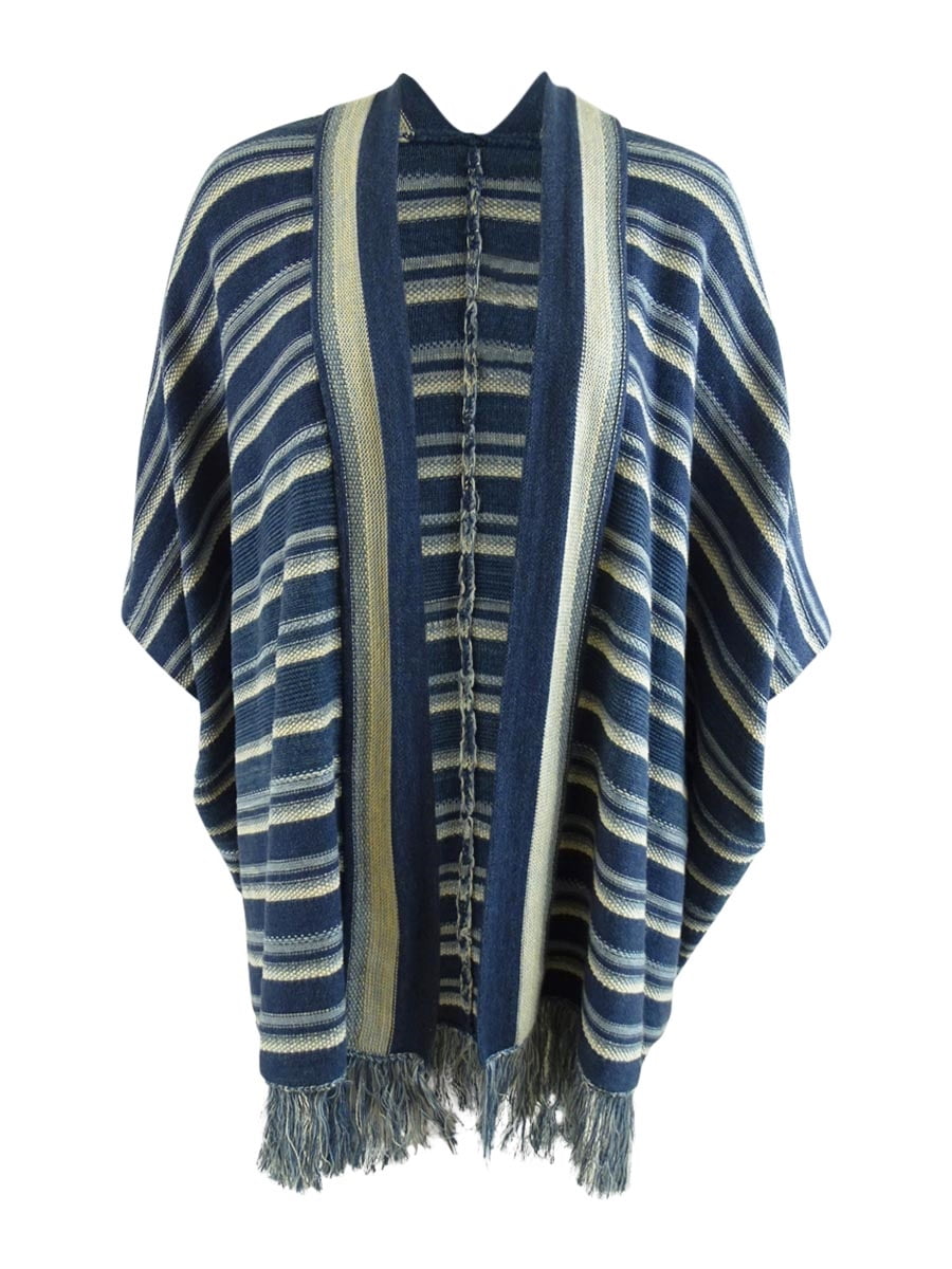 Lauren Ralph Lauren Women's Plus Striped Fringe-Trim Cardigan (O/S