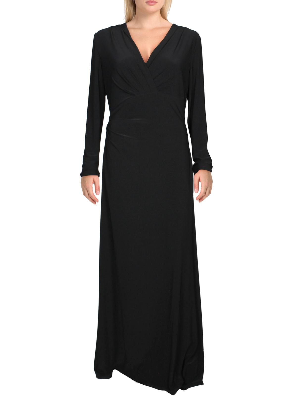 Lauren Ralph Lauren Womens Rowenah Surplice Pintuck Formal Dress Black 4