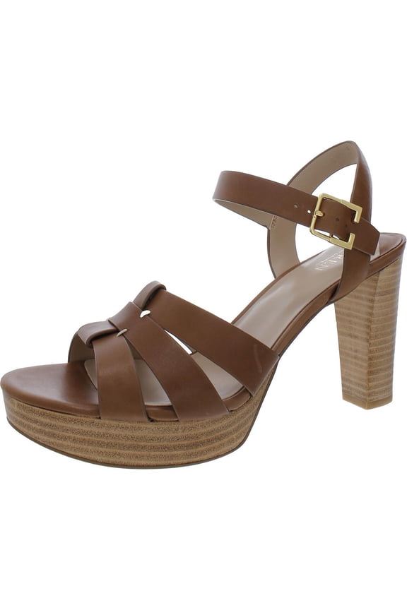 Womens SOFFIA Leather Ankle Strap Pumps