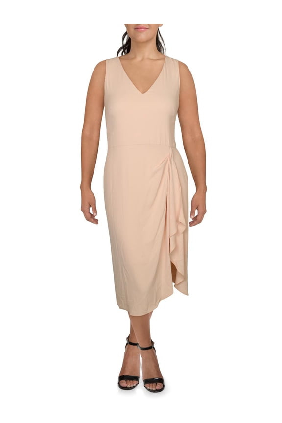 Womens Savannah Ruffled Midi Evening Dress Pink 2