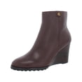 thumbnail image 1 of Lauren Ralph Lauren Womens Shaley Leather Stacked Heel Booties, 1 of 3