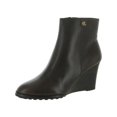 thumbnail image 1 of Lauren Ralph Lauren Womens Shaley Leather Stacked Heel Booties, 1 of 3