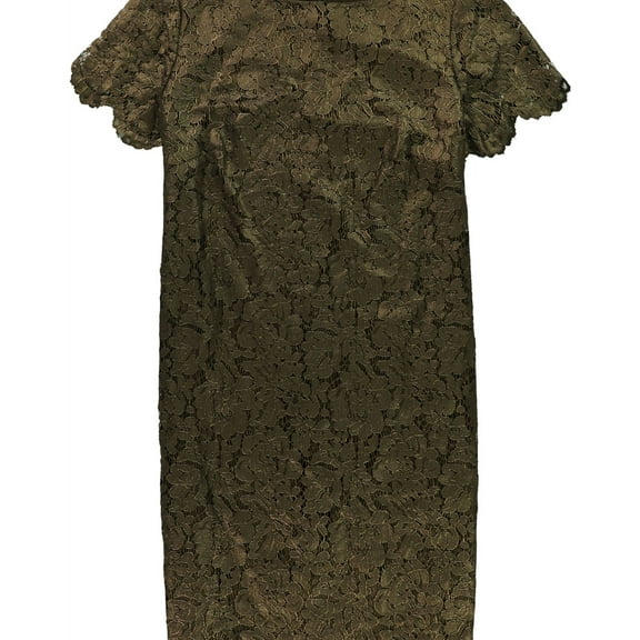 RALPH LAUREN Womens Gold Lace Short Sleeve Boat Neck Mini Shift Cocktail Dress  Size: 6
