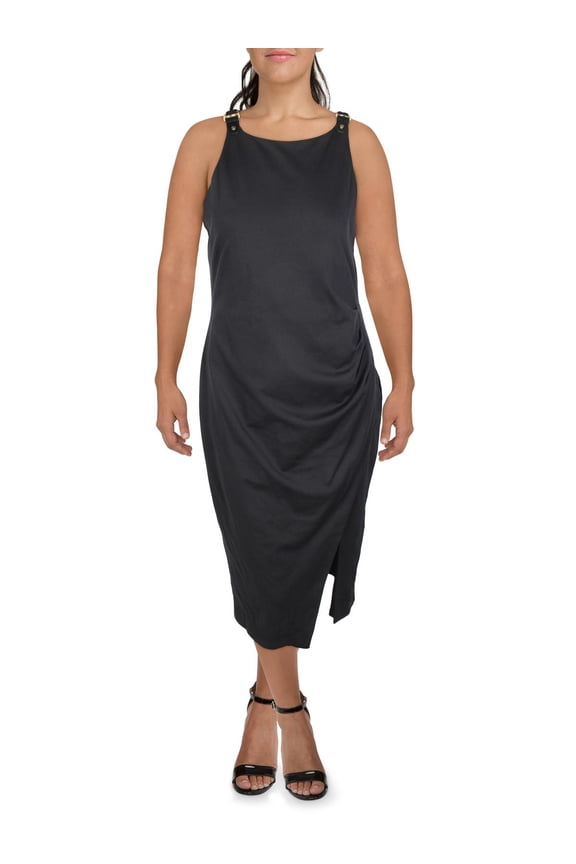 Womens Split Hem Mid Calf Shift Dress