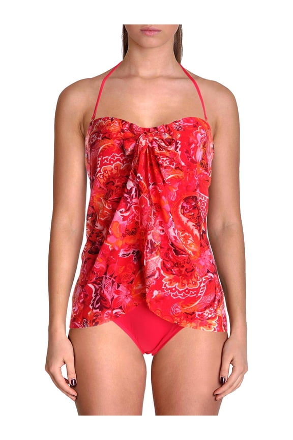 Womens Strapless Printed One-Piece Swimsuit