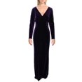 thumbnail image 1 of Lauren Ralph Lauren Womens Thaddia Velvet Drapey Back Formal Dress Purple 4, 1 of 2