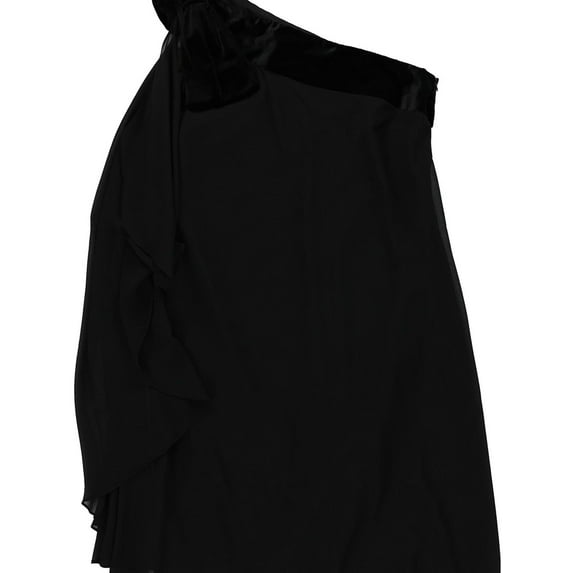 Ralph Lauren Womens Chiffon Velvet One Shoulder Dress, Black, 4