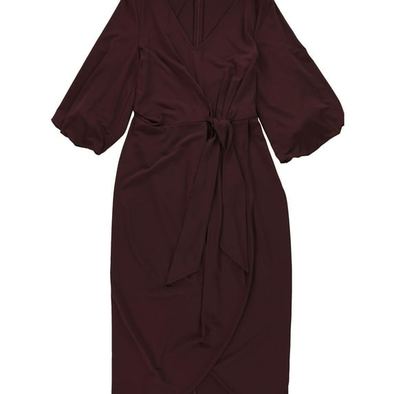 Ralph Lauren Womens Solid Faux Wrap Shift Dress, Red, 6