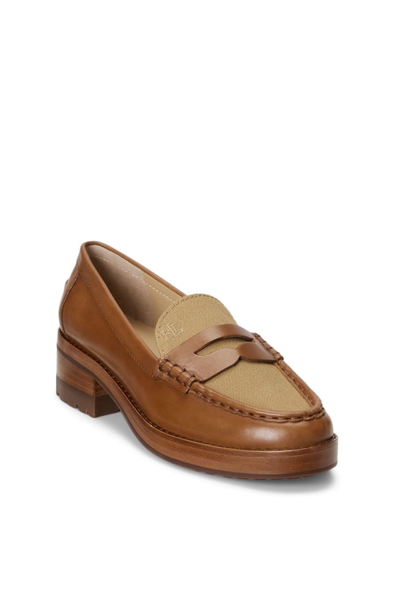Wren Leather & Canvas Penny Loafer Deep Saddle Tan/Camel 9 B (M)
