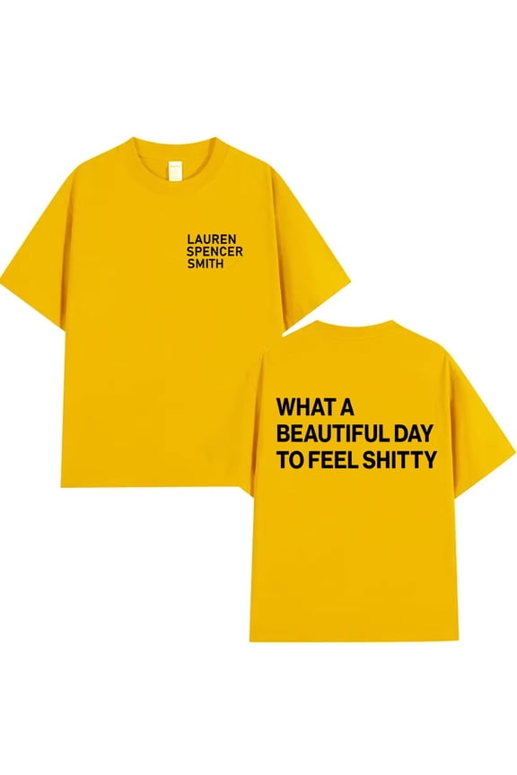 Lauren Spencer Smith Inspired What A Beautiful Day Graphic Cotton T-Shirt - Unisex Loose Short Sleeve Casual Summer